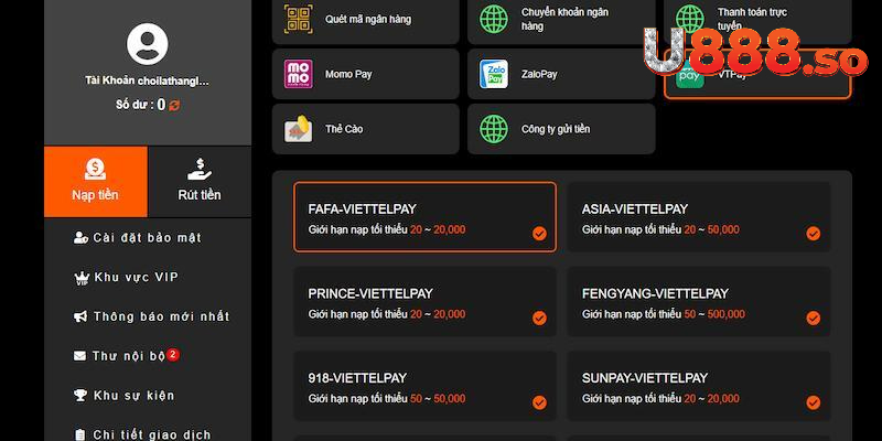 Những phương pháp nạp tiền U888 đơn giản và nhanh chóng
